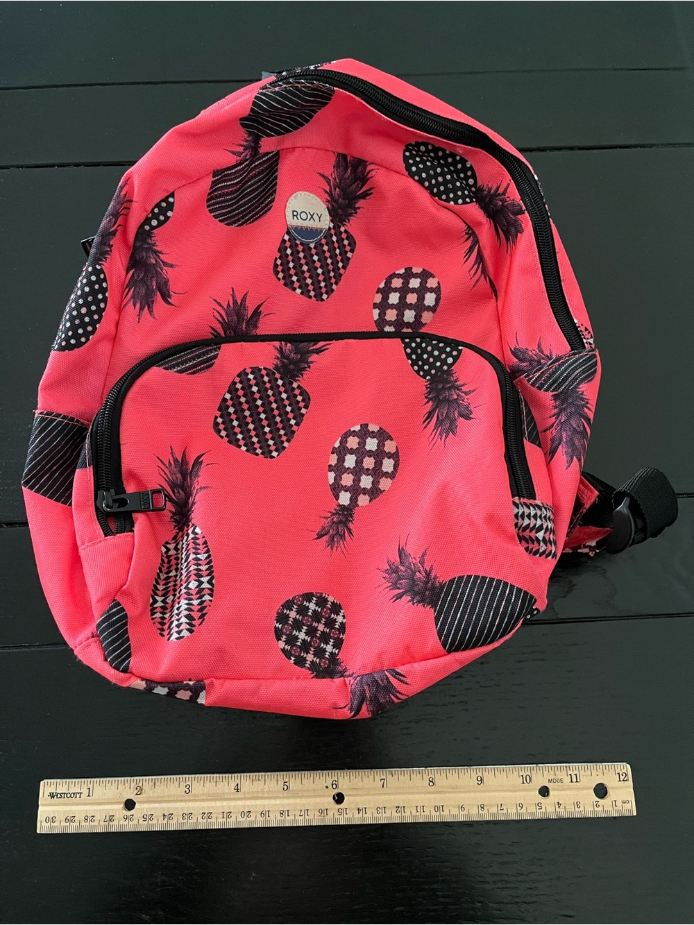 Mini Roxy Coral Backpack with Black Pineapple Accents